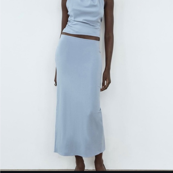 Zara Light Blue Maxi Skirt - Picture 1 of 8